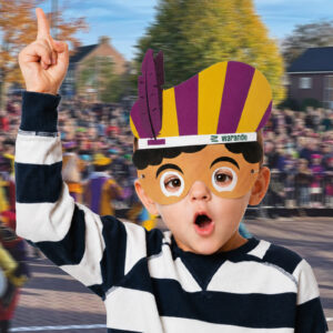 Pietenmasker gestanste veer