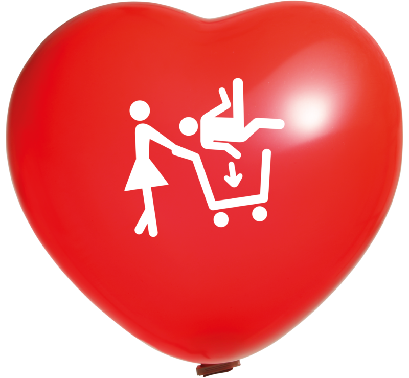 Reuzenballonnen bedrukt hartvorm - Ø 65 cm / omvang 170 cm / 25 inch