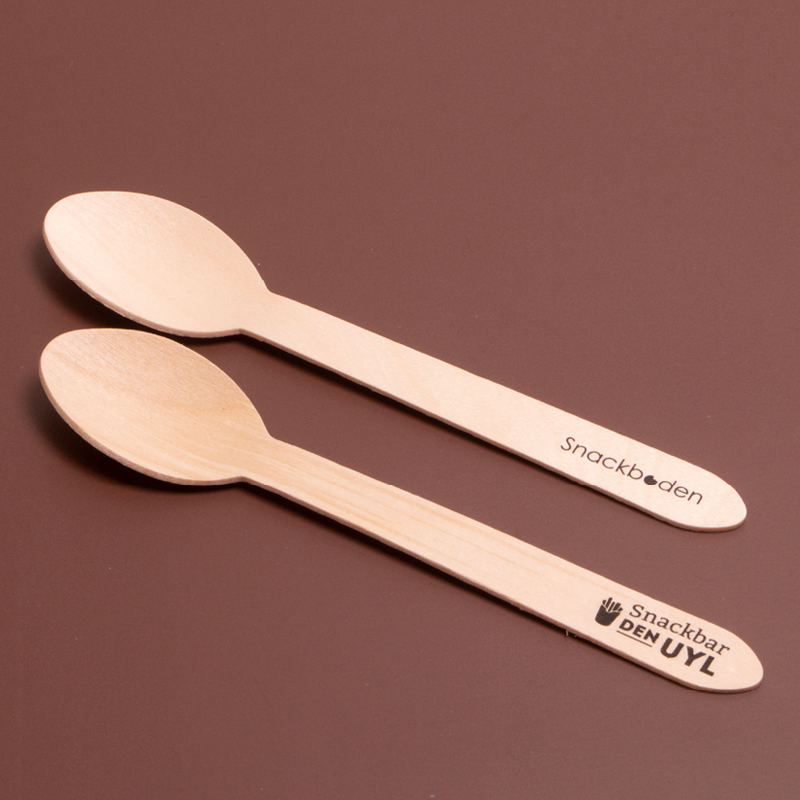 Bedrukt houten wegwerpbestek