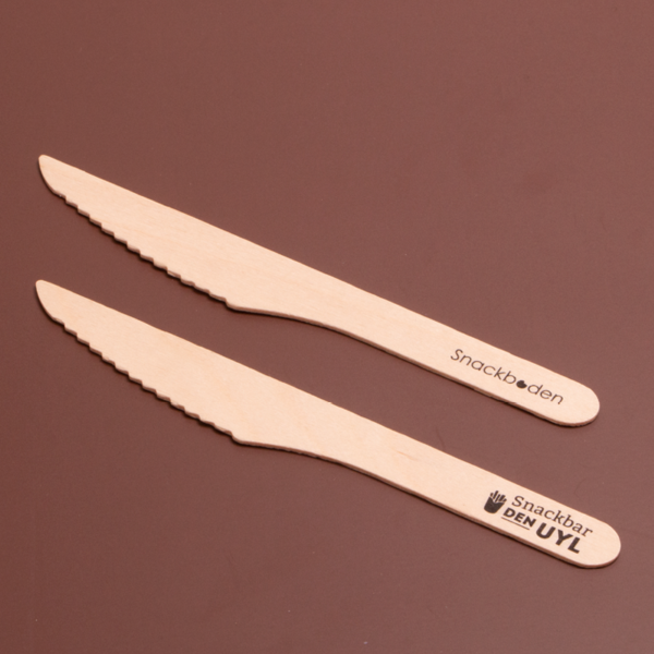 Bedrukt houten wegwerpbestek