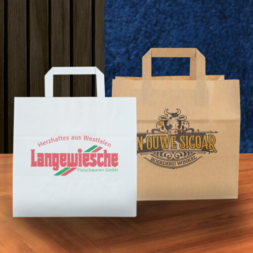 Papieren snacktassen met gevouwen handvat