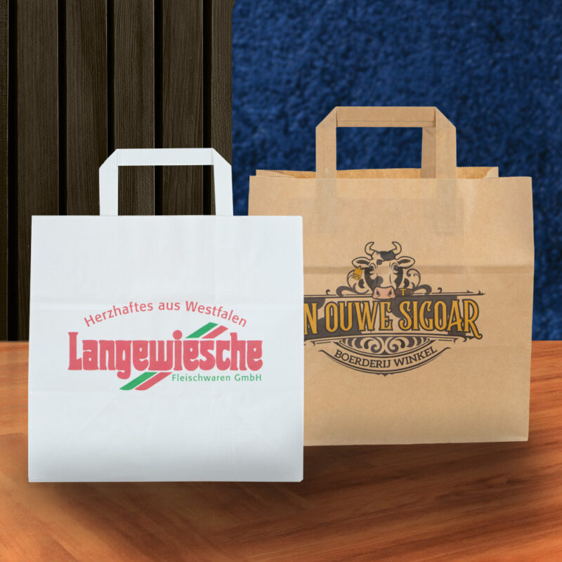 Papieren snacktassen met gevouwen handvat